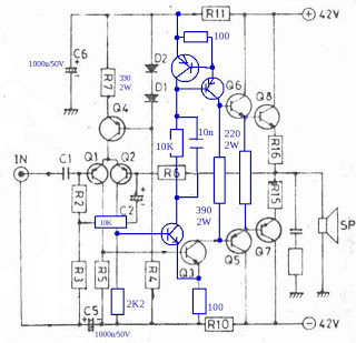 Skema rangkaian ocl 150 watt modifikasi